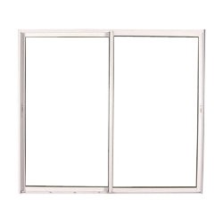 Baie vitrée coulissante en PVC blanc, double vitrage, 215 x 180 cm