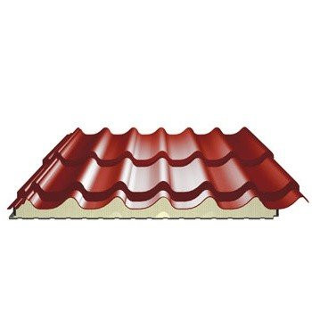 Panneau tuile isolé pour couverture - épaisseur 120 mm - 1,10 m x 4 m - couleur Terracotta, le panneau