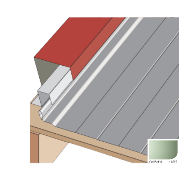 Bande de Rive pour Plaque Acier Mauka® Line 229 x 100 x 2100mm RAL86E2