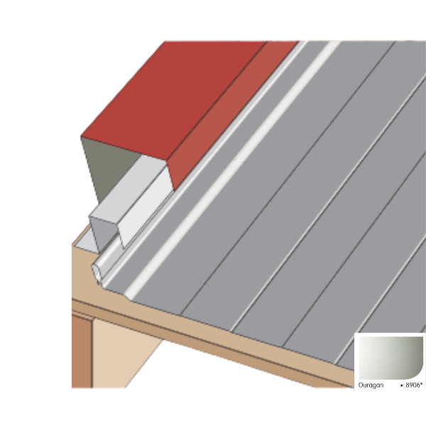 Bande de Rive pour Plaque Acier Mauka® Line 229 x 108 x 2100mm RAL8906