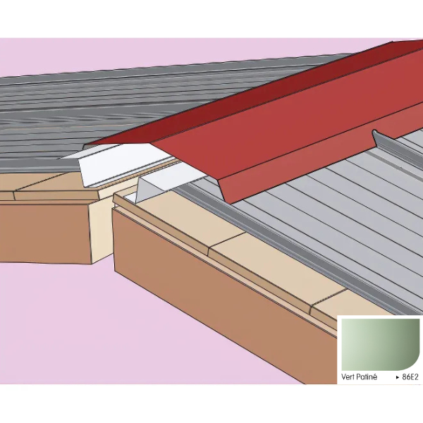 Faîtière Double Crantée pour Plaque Acier Mauka® Line 2100mm, RAL 86E2