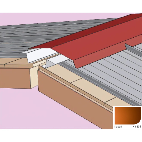 Faîtière Double Crantée pour Plaque Acier Mauka® Line 2100mm, RAL 8804