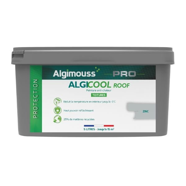 Peinture Anti-chaleur pour Toiture Algicool Roof Zinc, Seau de 15L