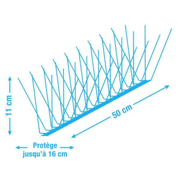 Pic anti pigeon Inox, 10 barettes de 50cm