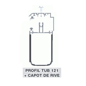 Kit Rive Profil Tube 121 + Capot - 55 mm - Blanc - Longueur de 2 m à 7 m