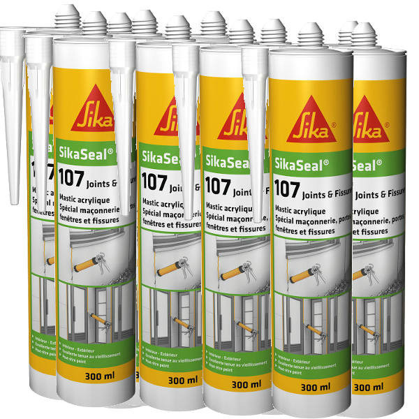 Mastic Acrylique SIKASEAL 107 Blanc, 12x300ml 