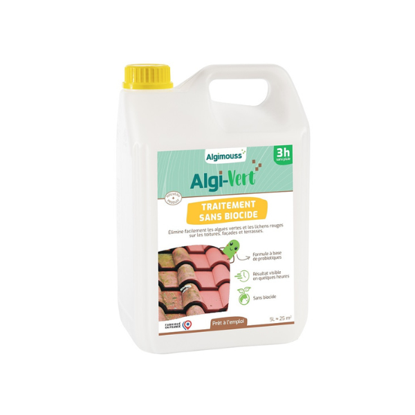 Traitement sans Biocide pour Toiture, Façade et Terrasse Algi-Vert, 5L