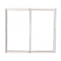 Baie vitrée coulissante en PVC blanc, double vitrage, 215 x 180 cm