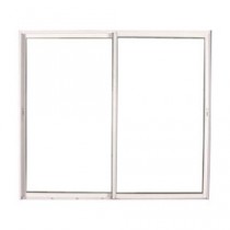 Baie vitrée coulissante en PVC blanc, double vitrage, 215 x 210 cm