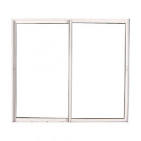 Baie vitrée coulissante en PVC blanc, double vitrage, 215 x 210 cm