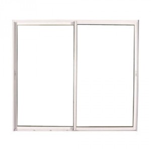 Baie vitrée coulissante en PVC blanc, double vitrage, 215 x 240 cm