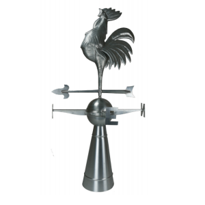 Girouette Cri du Coq en Zinc Naturel, 103 cm