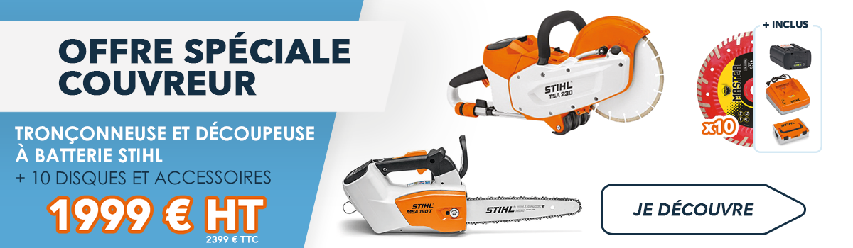 Offre spéciale Couvreur - Découpeuse et Tronçonneuse Stihl + 10 Disques Diamant Samedia